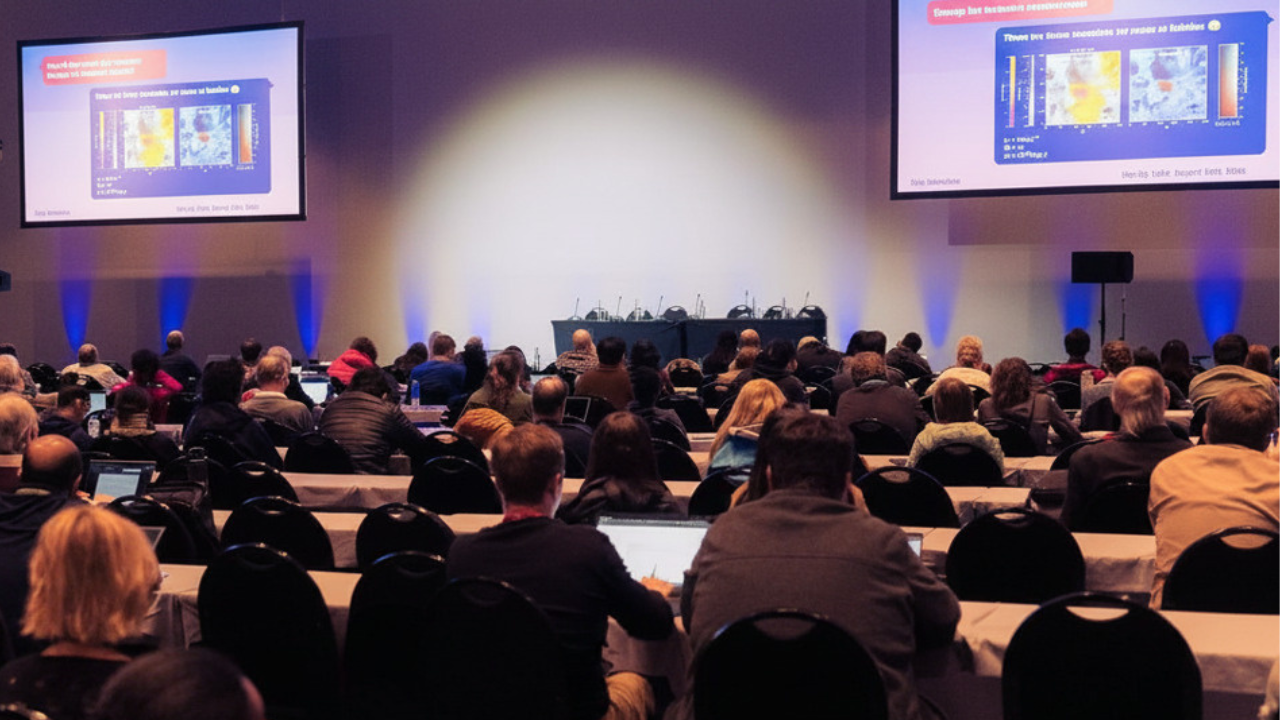 People sitting in a conference room listening to a speaker