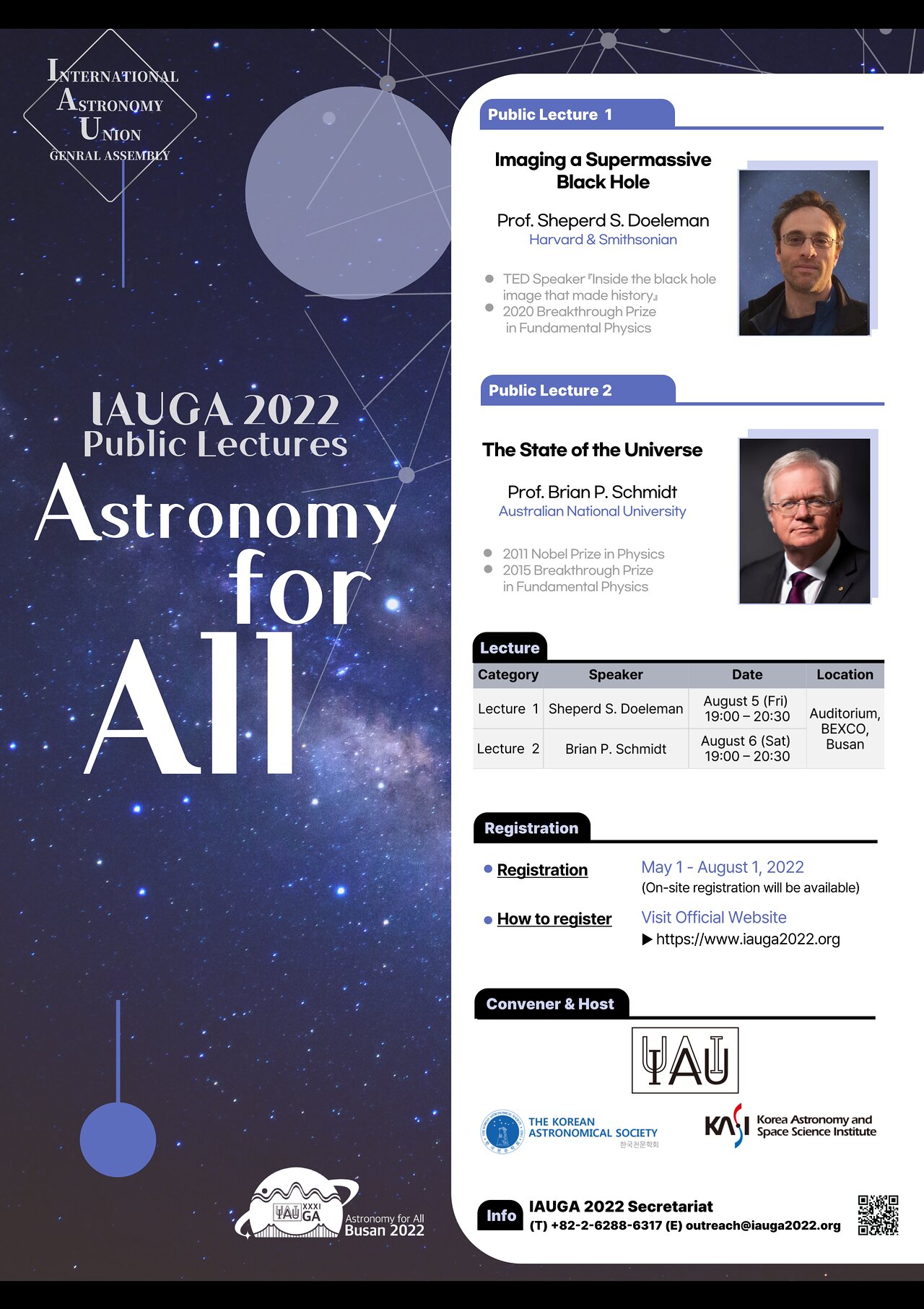 Public Lectures at the XXXI IAU General Assembly