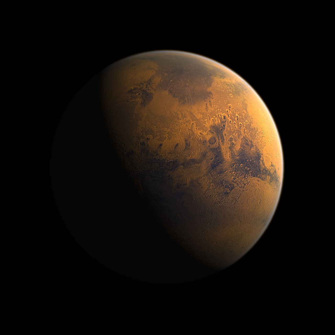The cratered surface of the planet Mars (artist's impression)
