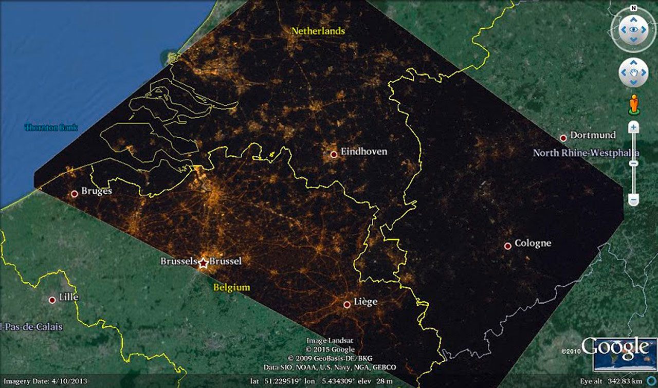 Small part of the new light pollution map